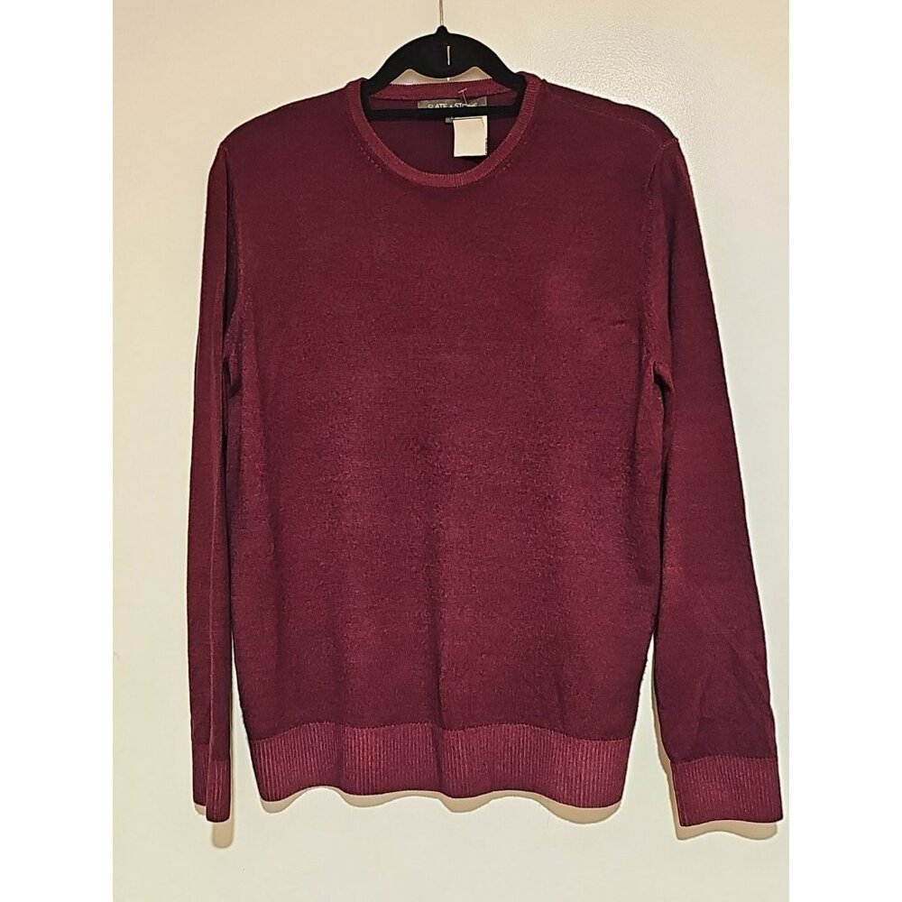 Slate & Stone 100% Merino Wool Men Sweater Large Wine Burgundy Preppy Old Money